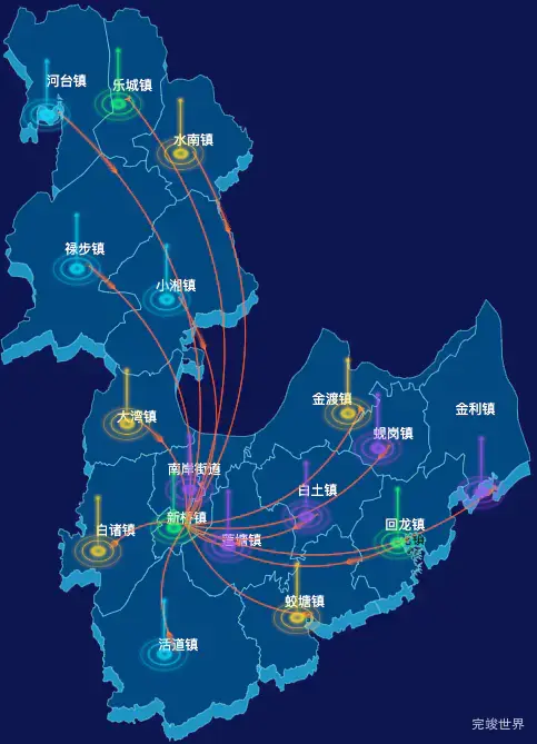 echarts肇庆市高要区geoJson地图飞线图